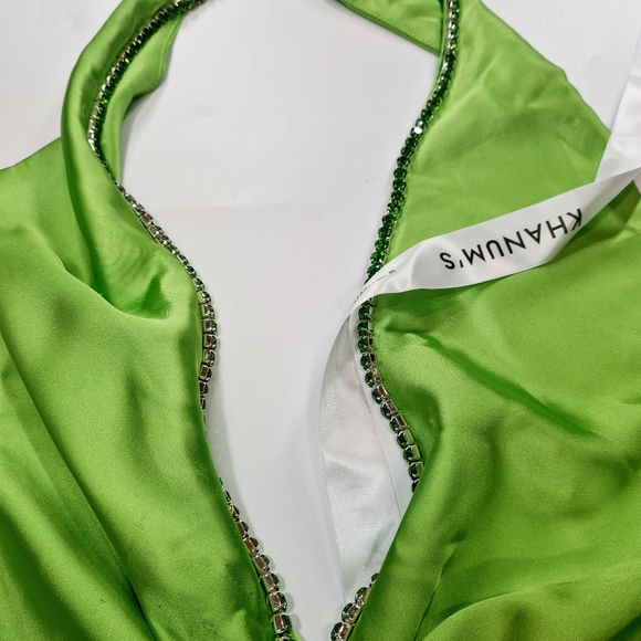 Khanums X Revolve Halter Gown With Slit in Pear Green - Picture 7 of 16